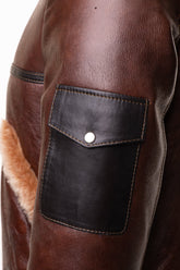 MA1 Flight Brown Aviator Jacket Closed